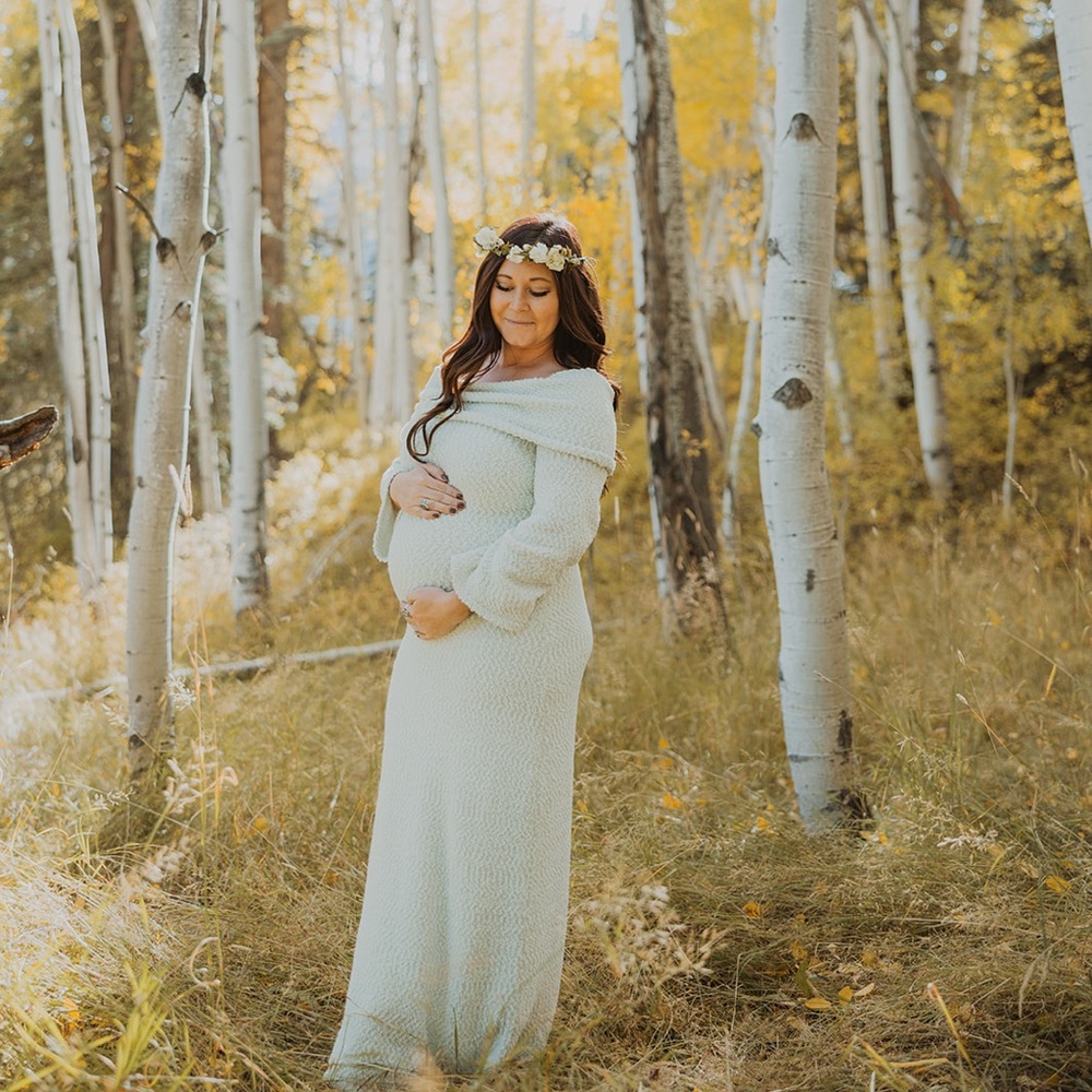 Nora Knit Maxi Dress in Seafoam- Bump Friendly Maternity